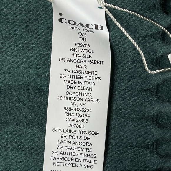 COACH Signature Logo C Scarf Muffler Wool Silk Angora Blend Turquoise F39703 NEW - Picture 5 of 7